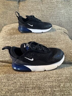 Nike Air Max 270 Kids Black Racer Blue  HF0098-001 Size 10C